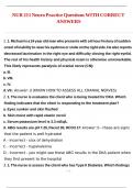 NUR 211 Neuro Practice Questions WITH CORRECT ANSWERS