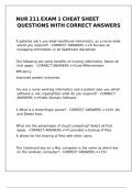 NUR 211 EXAM 1 CHEAT SHEET QUESTIONS WITH CORRECT ANSWERS