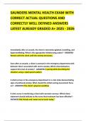 SAUNDERS MENTAL HEALTH EXAM WITH CORRECT ACTUAL QUESTIONS AND CORRECTLY WELL DEFINED ANSWERS LATEST ALREADY GRADED A+ 2025 - 2026