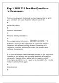 Psych NUR 211 Practice Questions with answers
