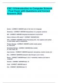 INTRODUCTION TO COMPUTER SCIENCE EXAM BUNDLE WITH COMPLETE SOLUTION LATEST UPDATED 2025&sol;2026 GRADED A&plus;