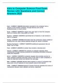 Intro to Computer Science Final Exam Review with Questions and Correct Answers 2025&period;