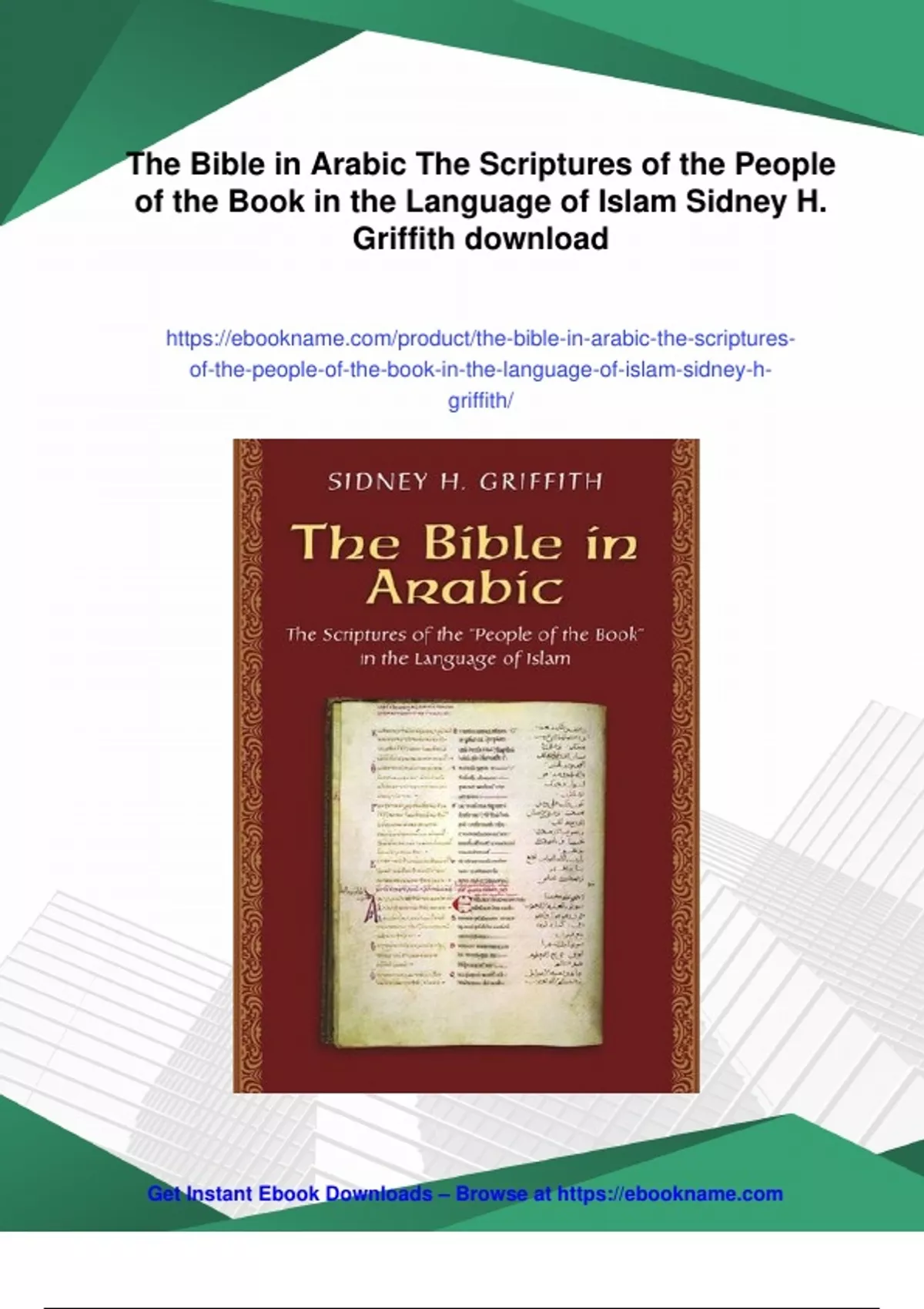 Summary The Bible in Arabic The Scriptures of the People of the Book in ...