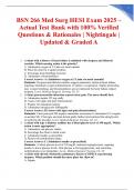 BSN 266 Med Surg HESI Exam 2025 &ndash; Actual Test Bank with 100&percnt; Verified Questions & Rationales &vert; Nightingale &vert; Updated & Graded A