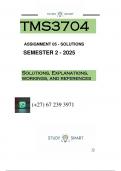TMS3704 ASSIGNMENT 5 &lpar;QUESTIONS AND ANSWERS&rpar; SEMESTER 2 DUE - 1 SEPTEMBER 2025