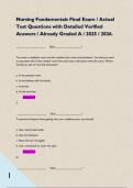Nursing Fundamentals Final Exam &sol; Actual Test Questions with Detailed Verified Answers &sol; Already Graded A &sol; 2025 &sol; 2026&period; 