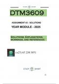 DTM3609 ASSIGNMENT 5 &lpar;QUESTIONS AND ANSWERS&rpar; SEMESTER 2  DUE - 15 AUGUST 2025