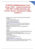 NUR2356 Multidimensional Care I Exam 1 2025 &ndash; Actual Exam Review with 100&percnt; Verified Questions and Correct Answers &vert; Rasmussen College &vert; Graded A&plus;