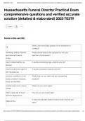 Massachusetts Funeral Director Practical Exam comprehensive questions and verified accurate solution &lpar;detailed & elaborated&rpar; 2025 TEST&excl;&excl;