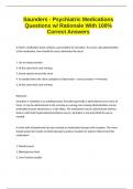 Saunders - Psychiatric Medications Questions w&sol; Rationale With 100&percnt; Correct Answers