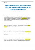 CORE MANDATORY 2 EXAM 2025 &vert; ACTUAL EXAM QUESTIONS WITH VERIFIED ANSWERS