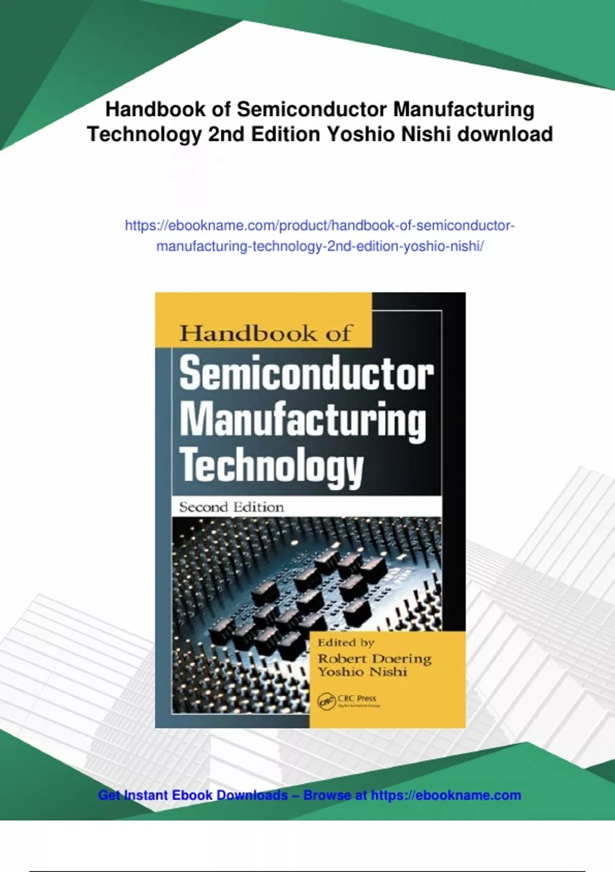Summary Handbook of Semiconductor Manufacturing Technology 2nd Edition ...