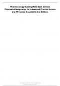 Pharmacology Nursing Test Bank &vert; Lehne 2nd Ed &vert; Pharmacotherapeutics for APNs & PAs &lpar;Complete&rpar;