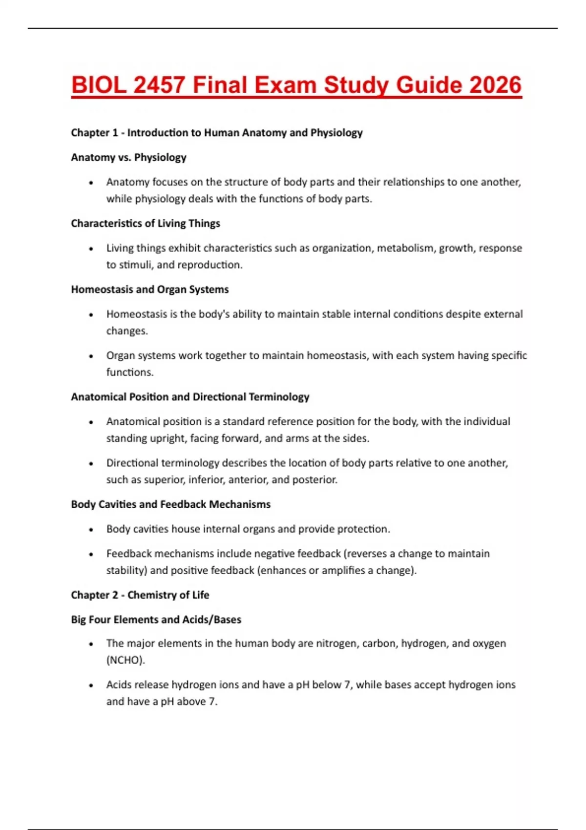 BIOL 2457 Exam Questions with 100% Correct Answers | Latest Version ...