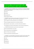 SENSORY PERCEPTION NUR 298 EXAM QUESTIONS AND ANSWERS