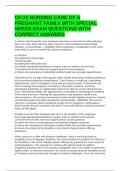 CH 22 NURSING CARE OF A PREGNANT FAMILY WITH SPECIAL NEEDS EXAM QUESTIONS WITH CORRECT ANSWERS