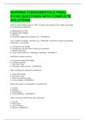 NURSING FUNDAMENTALS FINAL EXAM QUESTIONS WITH COMPLETE SOLUTIONS