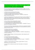 PHARMACOLOGY PRACTICE TEST &num;2 QUESTIONS AND ANSWERS