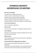 ATHABASCA UNIVERSITY ANTHROPOLOGY 275 MIDTERM QUESTIONS AND ANSWERS 2025