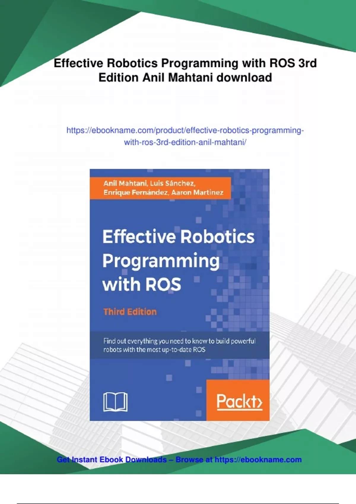 Summary Effective Robotics Programming with ROS 3rd Edition Anil ...