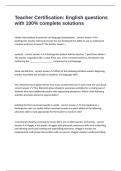 Teacher Certification&colon; English questions with 100&percnt; complete solutions