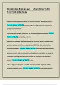 Insurance Exam AZ Questions With Correct Solutions