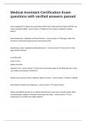 Medical Assistant Certification Exam questions with verified answers passed