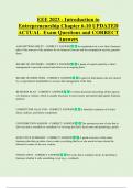 EEE 2023 - Introduction to  Entrepreneurship Chapter 6-10 UPDATED  ACTUAL  Exam Questions and CORRECT  Answers 