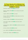 NC Water Operator B Certification Exam  UPDATED ACTUAL  Exam Questions and  CORRECT Answers