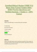 Certified Ethical Hacker &lpar;CEH&rpar; V12 Exam Prep &lpar;Latest Update 2025 &sol; 2026&rpar; Practice Questions and Verified Answers &vert; Grade A &vert; 100&percnt; Correct