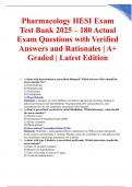 Pharmacology HESI Exam Test Bank 2025 &ndash; 180 Actual Exam Questions with Verified Answers and Rationales &vert; A&plus; Graded &vert; Latest Edition