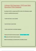 Arizona Life Insurance 130 Exam Quiz Questions With Solutions&vert;92 Pages