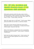 PSI - NY Life&comma; Accident and Health Practice Exam 17-55 questions with solutions