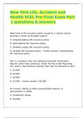 New York Life&comma; Accident and Health XCEL Pre-Final Exam Part 1 questions & answers