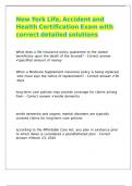 New York Life&comma; Accident and Health Certification Exam with correct detailed solutions