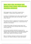 New York Life&comma; Accident and Health Final Exam with precise detailed solutions 