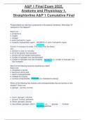 Anatomy and Physiology 1&comma;  Straighterline A&P 1 Cumulative Final A&P 1 Final Exam 2025&comma;  