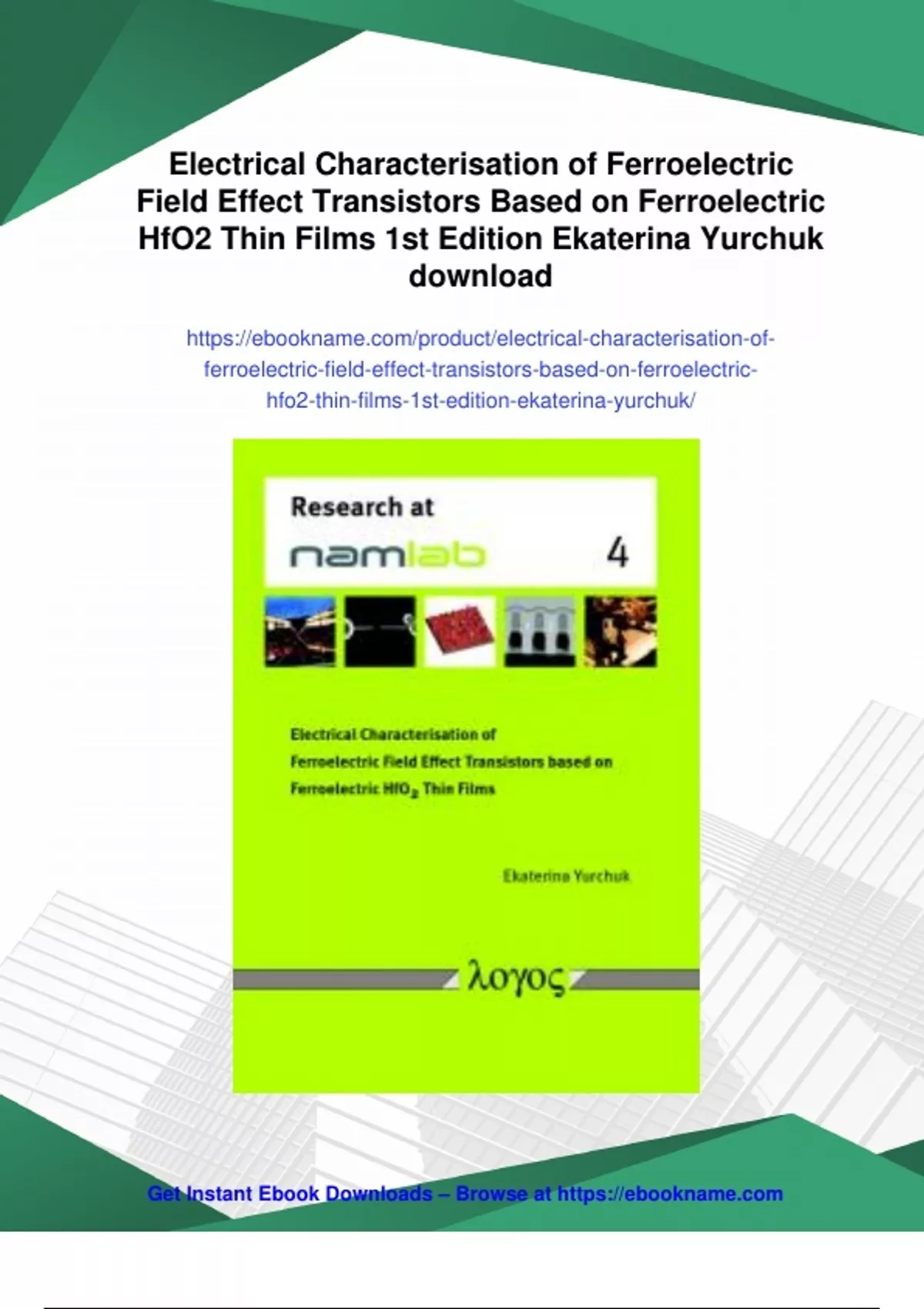 Summary Electrical Characterisation of Ferroelectric Field Effect ...