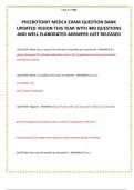 PHLEBOTOMY MEDCA EXAM QUESTION BANK UPDATED VESION THIS YEAR WITH 480 QUESTIONS AND WELL ELABORATED ANSWERS JUST RELEASED 