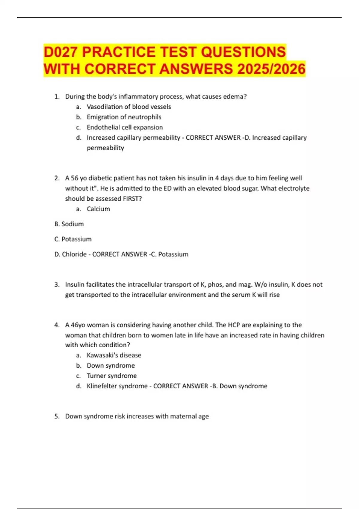 D027 PRACTICE TEST QUESTIONS WITH CORRECT ANSWERS 2025/2026 - WGU D027 ...