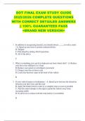 DOT FINAL EXAM STUDY GUIDE  2025&sol;2026 COMPLETE QUESTIONS  WITH CORRECT DETAILED ANSWERS  &vert;&vert; 100&percnt; GUARANTEED PASS  <BRAND NEW VERSION> 