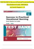 Test Bank for Success in Practical Vocational Nursing From Student to Leader&comma; 10th Edition by Lisa Carroll&comma; 9780323810173&comma; 