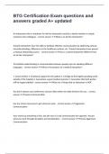 BTG Certification Exam questions and answers graded A&plus; updated
