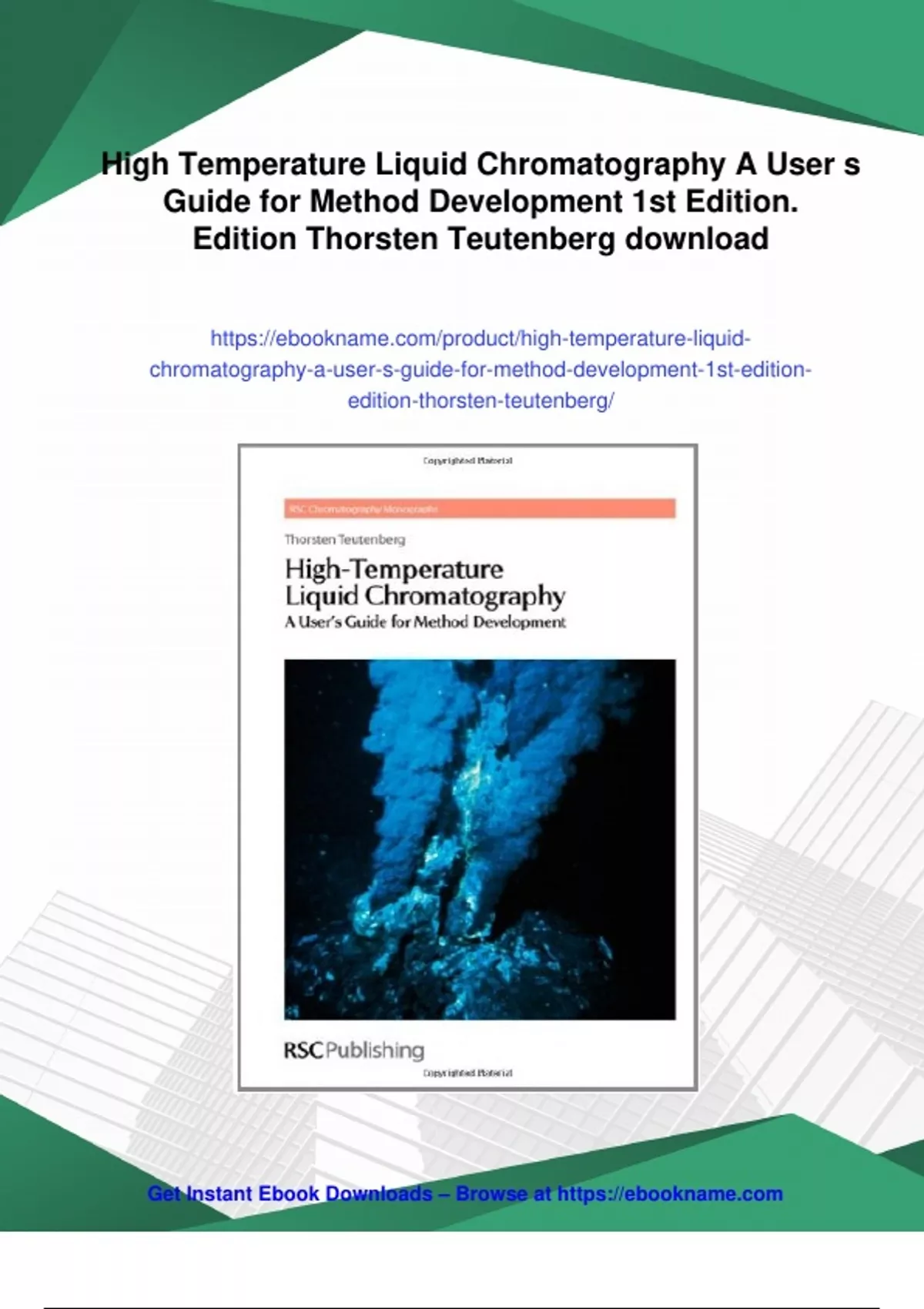 Summary High Temperature Liquid Chromatography A User s Guide for ...