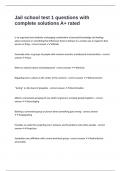 Jail school test 1 questions with complete solutions A&plus; rated 