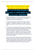 HUC Mock Certification Exam Complete Questions with Correct Verified Solutions Upgraded to 2025&sol;2026 Latest Version&vert;&vert;A&plus; GRADED&excl;&excl;&excl;