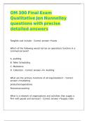 OM 300 Final Exam Qualitative Jen Nunnelley questions with precise detailed answers