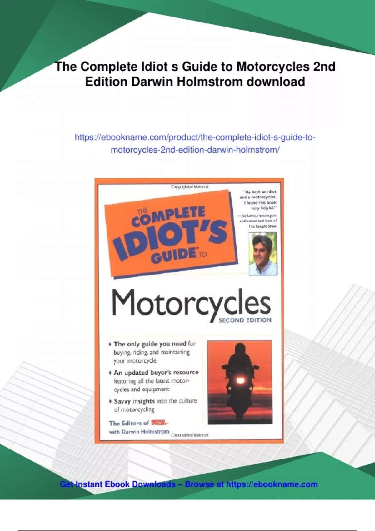 Summary The Complete Idiot s Guide to Motorcycles 2nd Edition Darwin ...