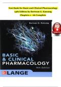 Test Bank for Basic and Clinical Pharmacology 14th Edition by Bertram G&period; Katzung  Chapters 1 - 66 Complete