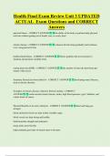 Health Final Exam Review Unit 3 UPDATED   ACTUAL  Exam Questions and CORRECT  Answers 